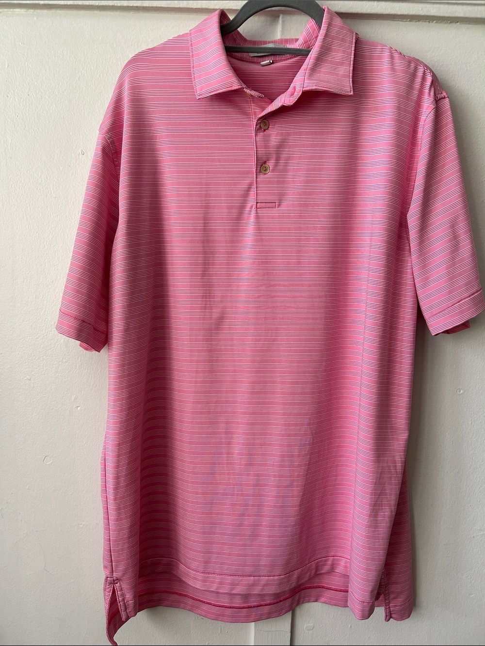 Peter Millar Pink Micro-Stripe Summer Comfort Polo